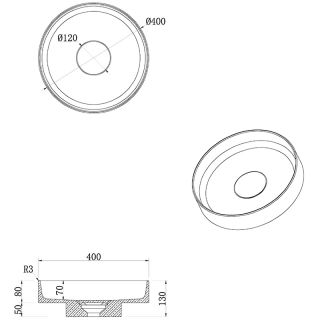 Раковина накладная Armadi Art Sole Corian 801-R-MW 40 см белый матовый